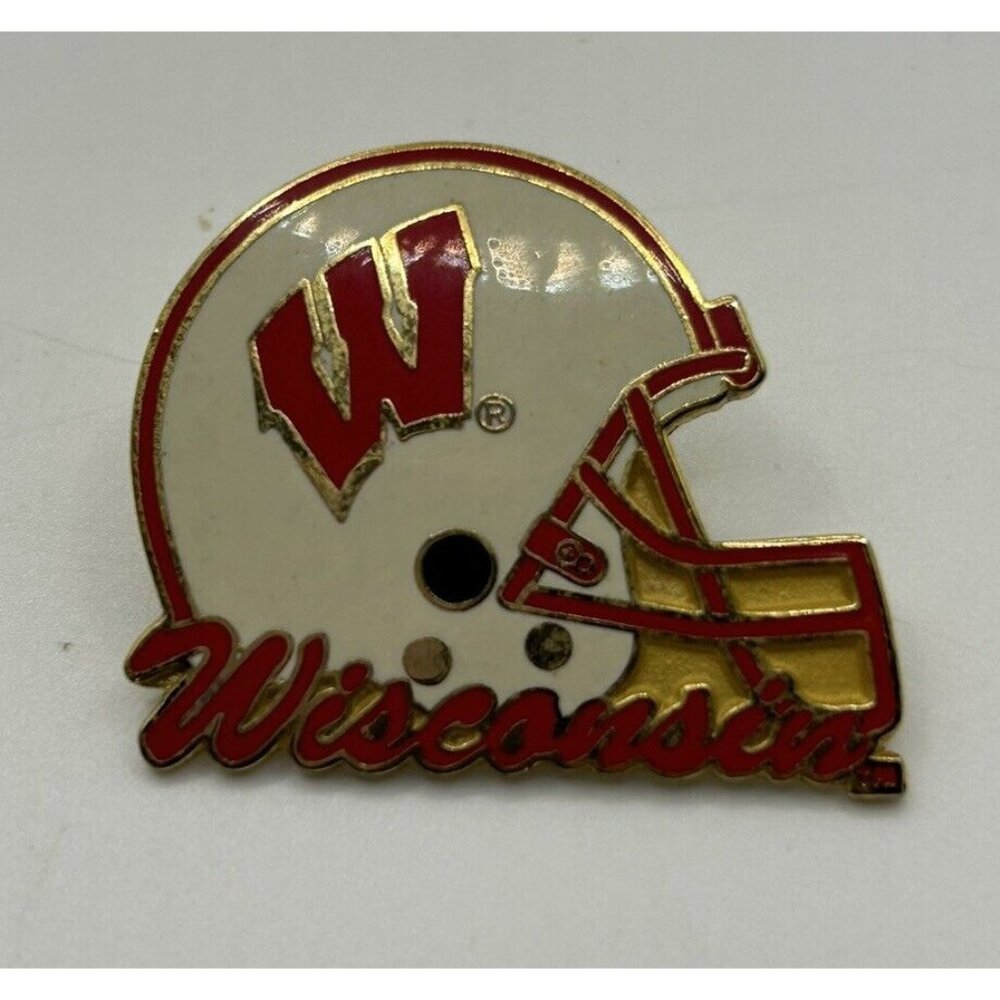University of Wisconsin Badgers Football Hat Lapel Pin Helmet Vtg Logo Big 10
